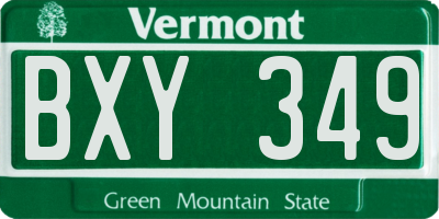 VT license plate BXY349