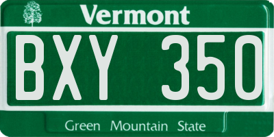 VT license plate BXY350