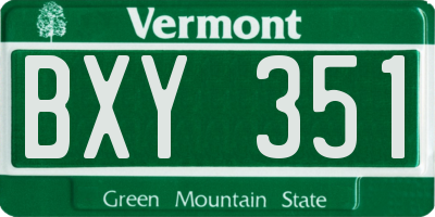 VT license plate BXY351