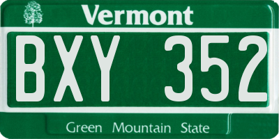 VT license plate BXY352