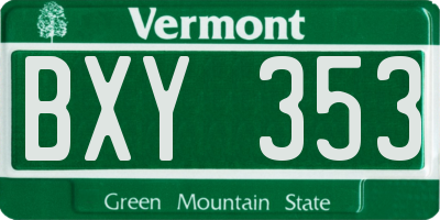 VT license plate BXY353