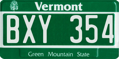 VT license plate BXY354