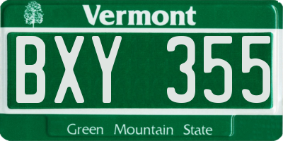 VT license plate BXY355