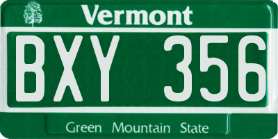 VT license plate BXY356