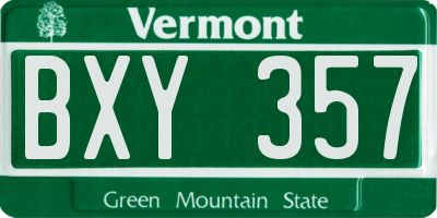 VT license plate BXY357