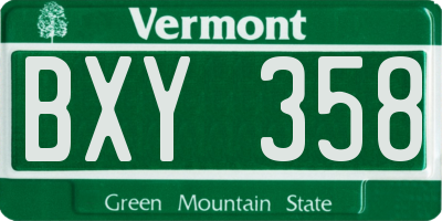 VT license plate BXY358