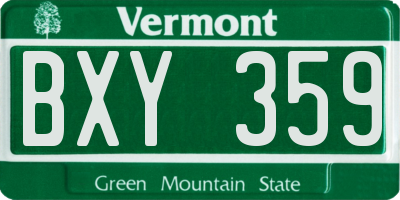 VT license plate BXY359