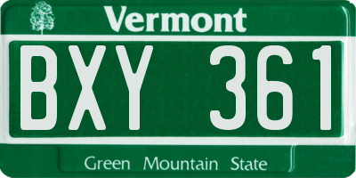 VT license plate BXY361