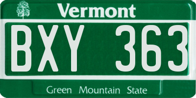 VT license plate BXY363