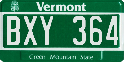VT license plate BXY364