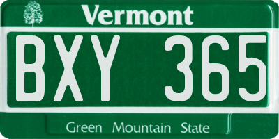 VT license plate BXY365