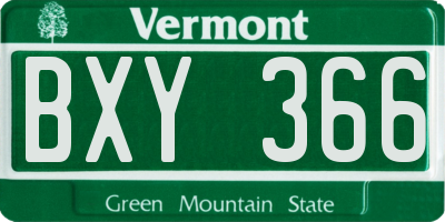 VT license plate BXY366