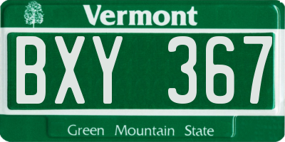 VT license plate BXY367