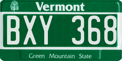 VT license plate BXY368