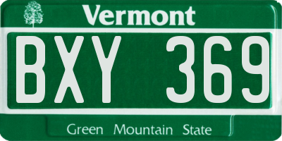 VT license plate BXY369