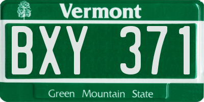VT license plate BXY371