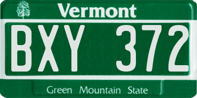 VT license plate BXY372