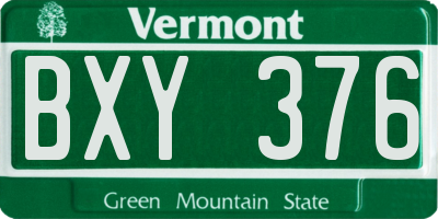 VT license plate BXY376