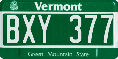VT license plate BXY377