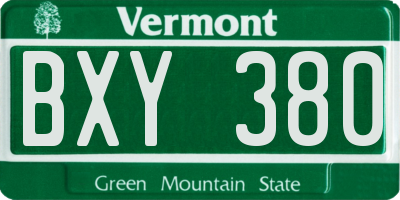 VT license plate BXY380