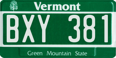 VT license plate BXY381