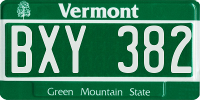 VT license plate BXY382