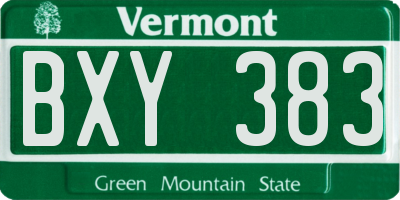 VT license plate BXY383