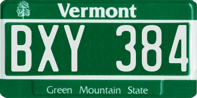 VT license plate BXY384