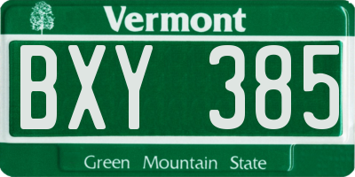 VT license plate BXY385