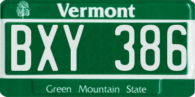 VT license plate BXY386