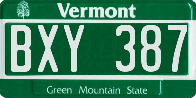 VT license plate BXY387