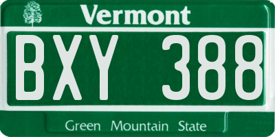 VT license plate BXY388