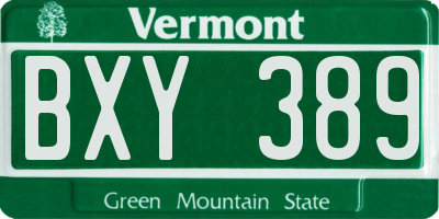 VT license plate BXY389
