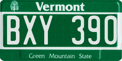 VT license plate BXY390