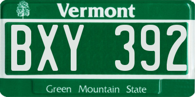VT license plate BXY392