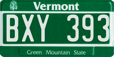 VT license plate BXY393