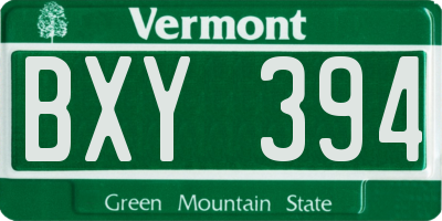 VT license plate BXY394