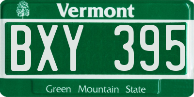 VT license plate BXY395