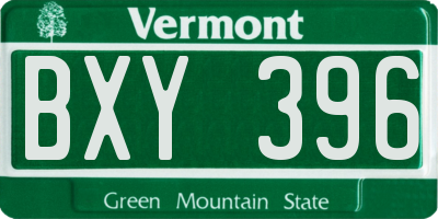 VT license plate BXY396