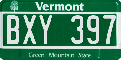 VT license plate BXY397