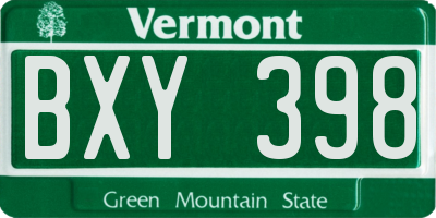 VT license plate BXY398