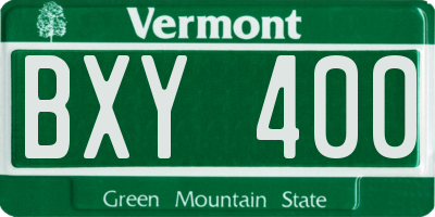 VT license plate BXY400