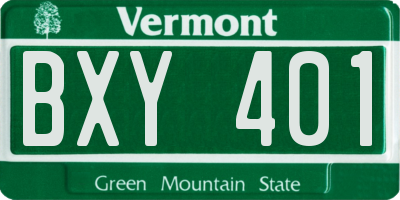 VT license plate BXY401