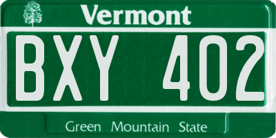 VT license plate BXY402