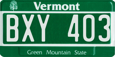 VT license plate BXY403