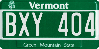VT license plate BXY404