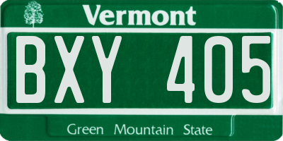 VT license plate BXY405