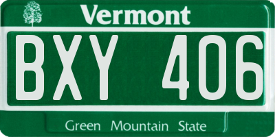 VT license plate BXY406