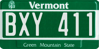 VT license plate BXY411