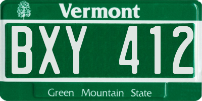 VT license plate BXY412